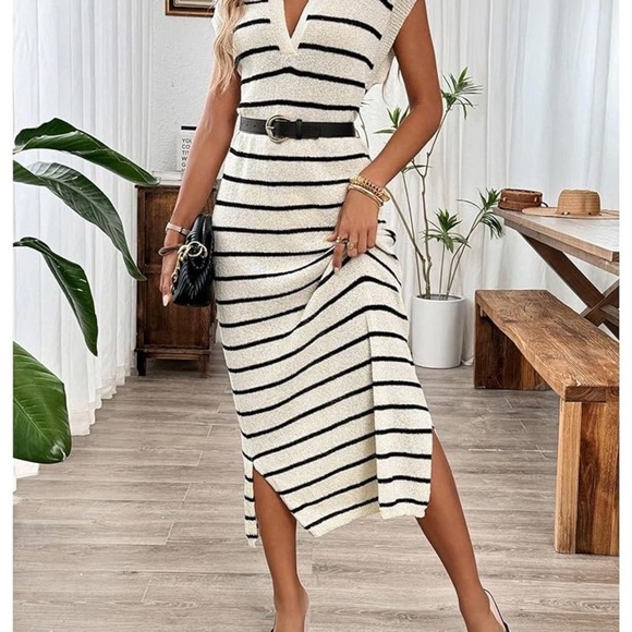 Striped Sleeveless Knit Dress - Picture 2 of 5